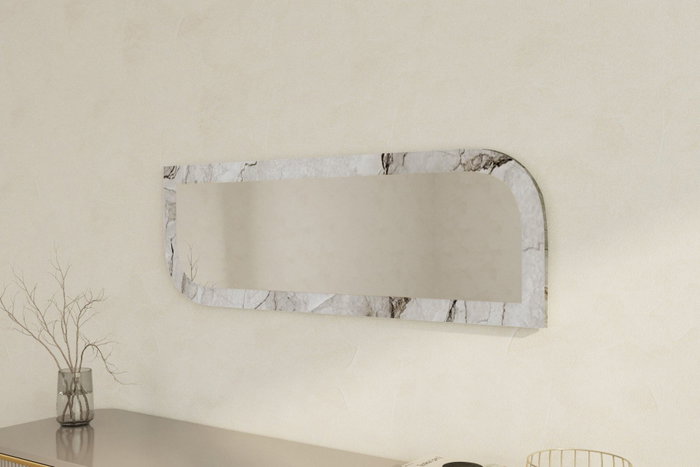 Hanah Home Espejo flotal-e 40x120x2.2 cm Éfeso y Mármol MDF Montaje Pared Ecológico